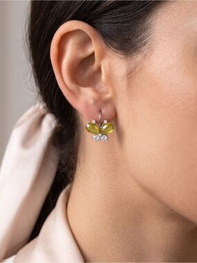 Yellow Butterfly Crystal Drop Earrings - Women's Jewelry